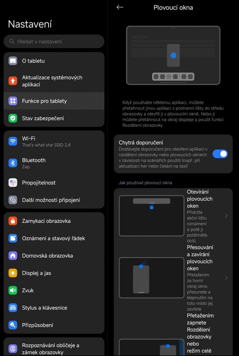 Xiaomi Redmi Pad 2 plovoucí okna