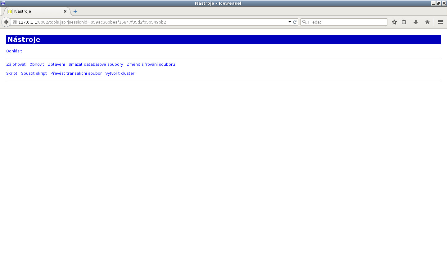 JavaFX: H2 manažerská konzole