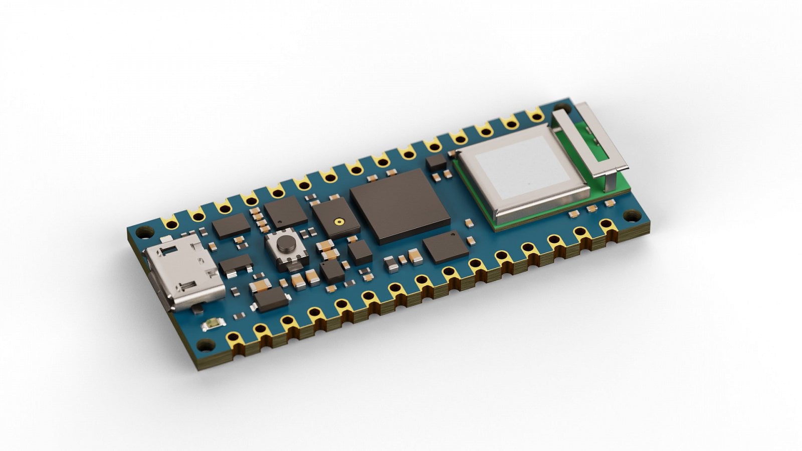 Arduino Nano RP2040 Connect obsahuje stejný procesor, navíc ale nabízí mikrofon, kvalitní senzory MEMS a kryptočip ECC608.