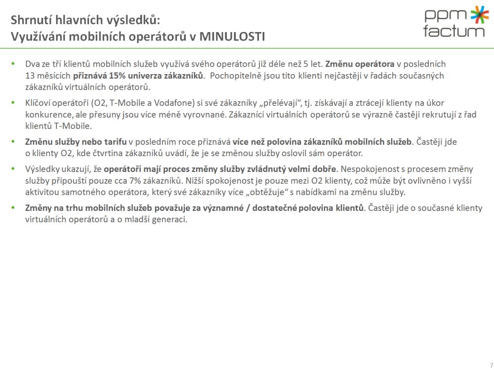 Vnímání změn na trhu mobilních operátorů