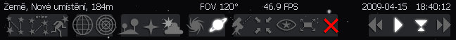 <p>Dolní menu slouží převážně pro změnu zobrazení scény</p>
