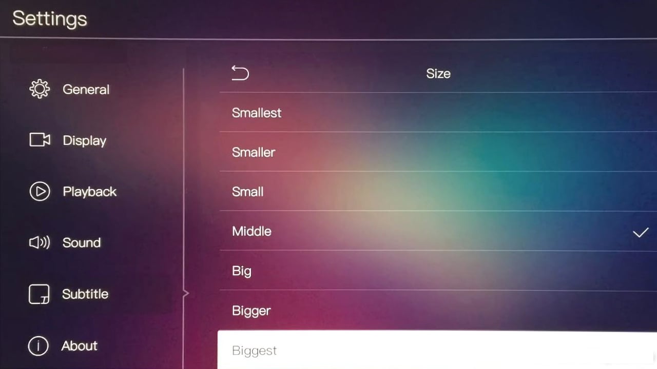 Egreat A10 - Menu nastavení – titulky a OTA/USB update