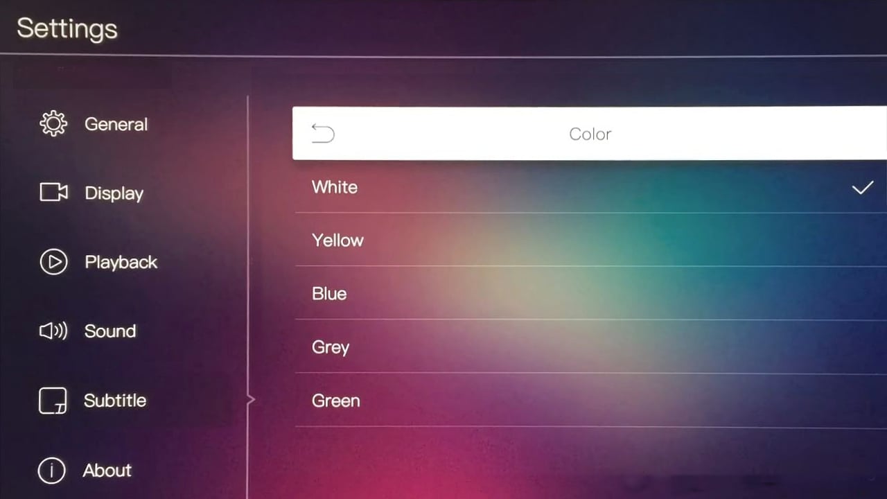 Egreat A10 - Menu nastavení – titulky a OTA/USB update