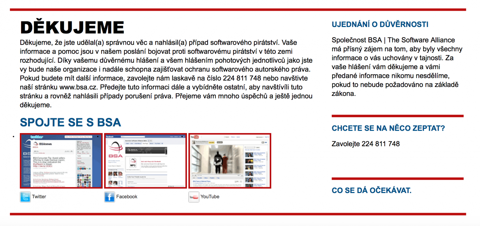Krok za krokem k podání hlášení nelegálního software.
