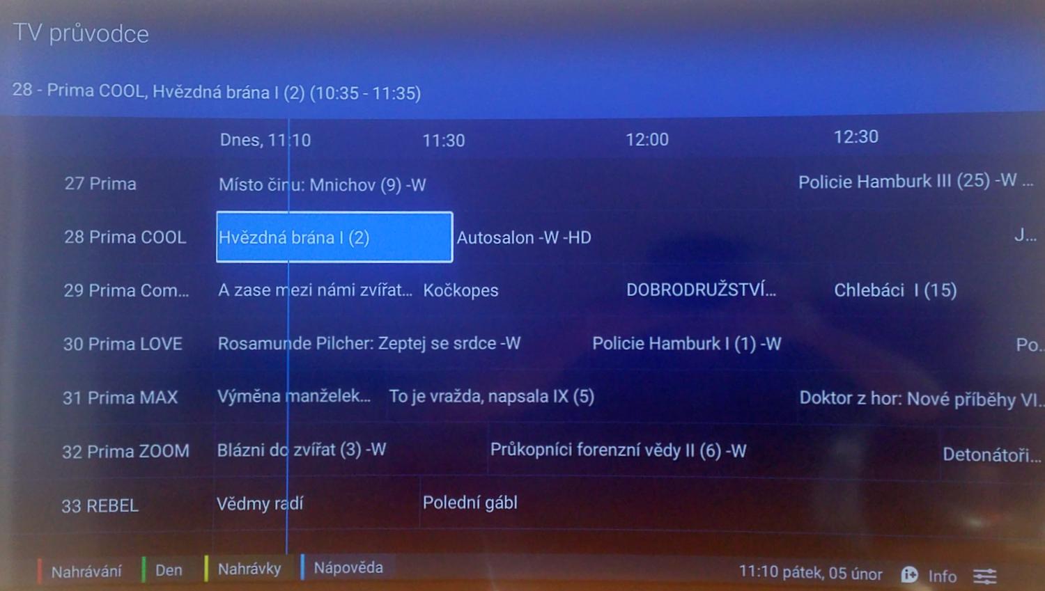 EPG přes DVB-T je bez obrazu a zvuku.