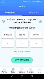 Virtuální karta vytvořená pomocí aplikace Poketka od České spořitelny (11/2020)