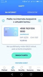 Virtuální karta vytvořená pomocí aplikace Poketka od České spořitelny (11/2020)