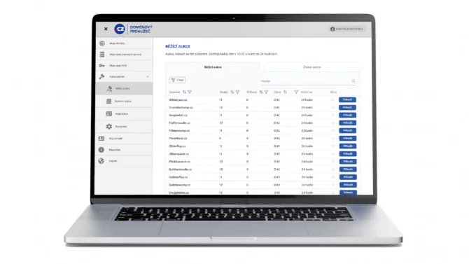 Aukce domén CZ.NIC