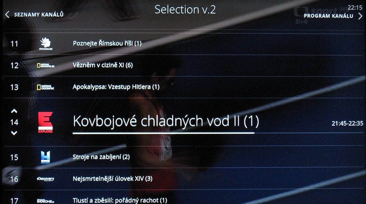 NG box O2 TV – EPG