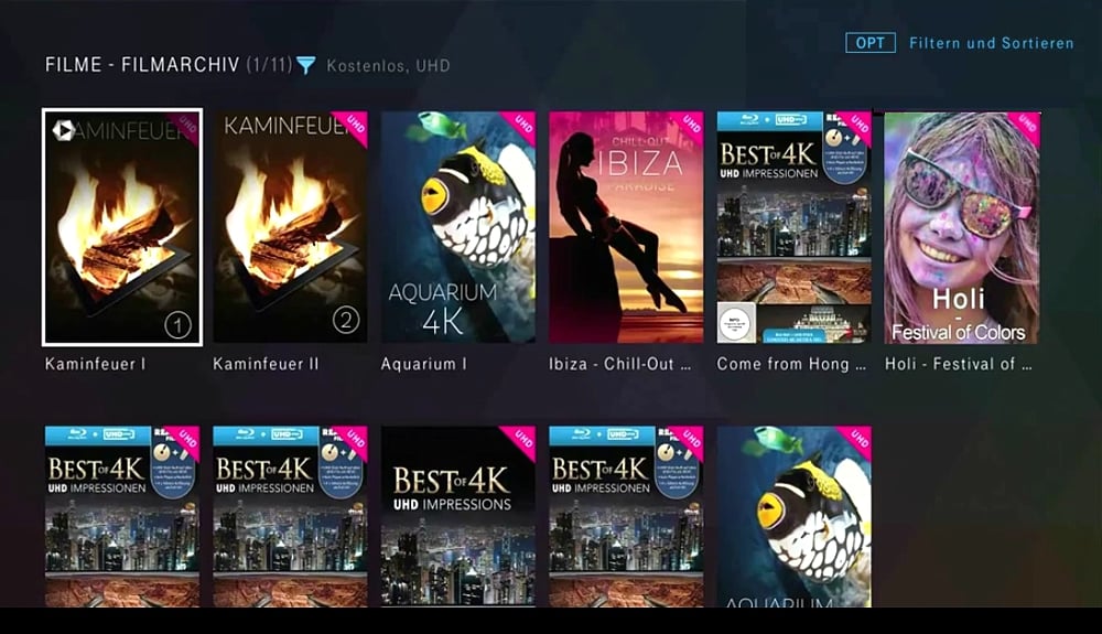 Uživatelské prostředí sekce Serien und Film