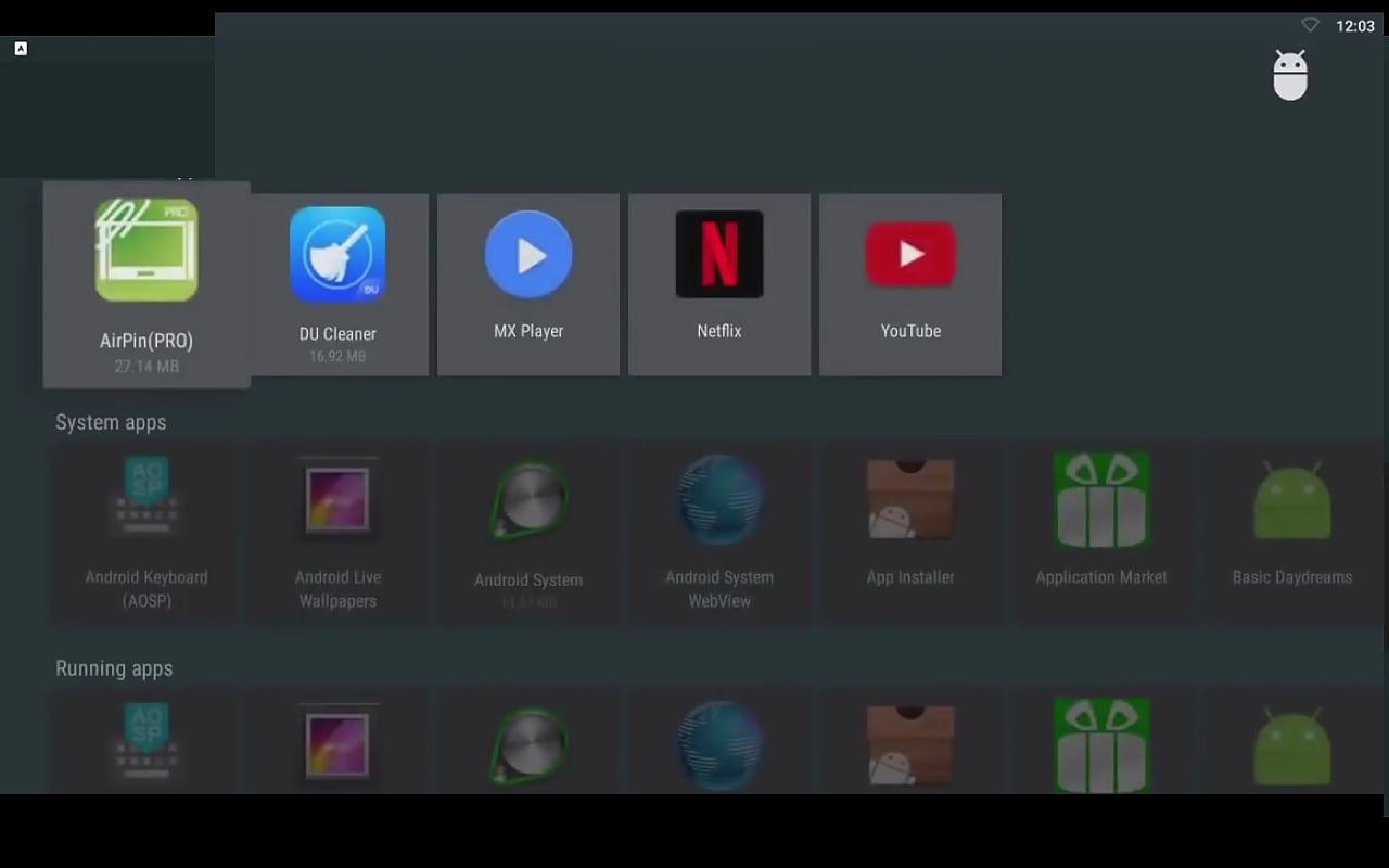 Uživatelské prostředí Mecool a systém (verze s Android 6.0)