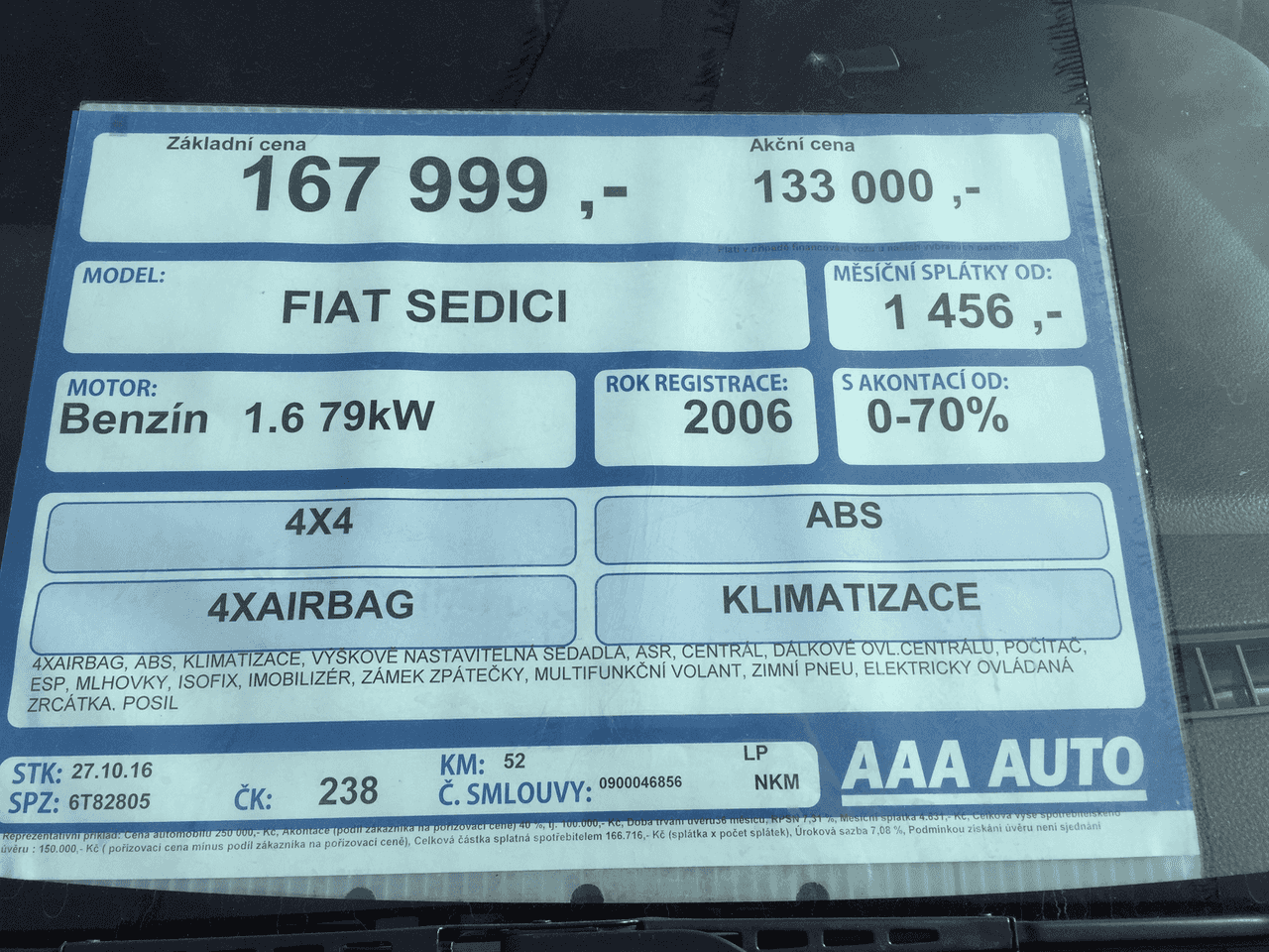 Fiat Sedici, AAA Auto, kilometry v pořádku