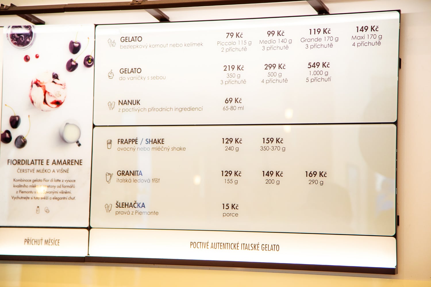 Nabídka zmrzliny začátkem července