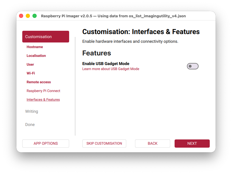Raspberry Pi gadget mode