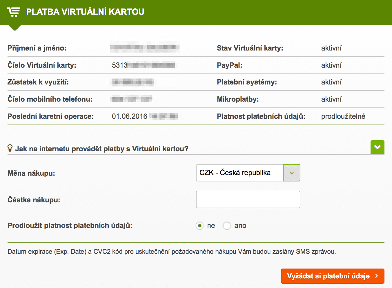 Virtuální kreditní karta MasterCard od Cetelem.