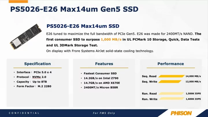 Informace k řadiči Phison E26 Max14um