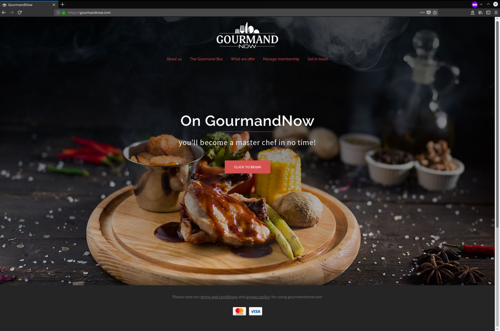 Obrázek 14: Vraťme se ovšem na začátek k formuláři s vyplněním kontaktních údajů. Proč byly v patičce na obr. 11 informace o nějakých gurmánech a proč se vlastně uživatel nalézá i na takové doméně? Proč by právě kulinářská společnost měla na starost dotazník týkající se webových prohlížečů a ještě k tomu zabezpečovala dodávku mobilních telefonů? Zkusme tedy přejít do kořenu webu. Jedná se o graficky zdařilý web, který ovšem pravděpodobně funguje jen jako zástěrka (dále si v patičce všimněte dvou bannerů platebních karet pro porovnání pro další screenshoty).