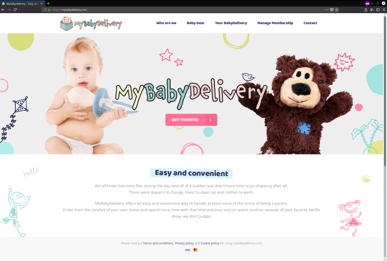 Obrázek 19: Další zástěrka, ovšem tentokrát nabízející potřeby pro miminka (opět si všimněte patičky), na jejíž subdoméně se stejně tak nalézá stejný formulář pro „získání iPhonu“.