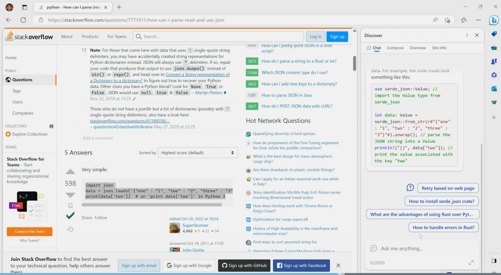 Prohlížeče - Microsoft - Edge - AI - ukázka