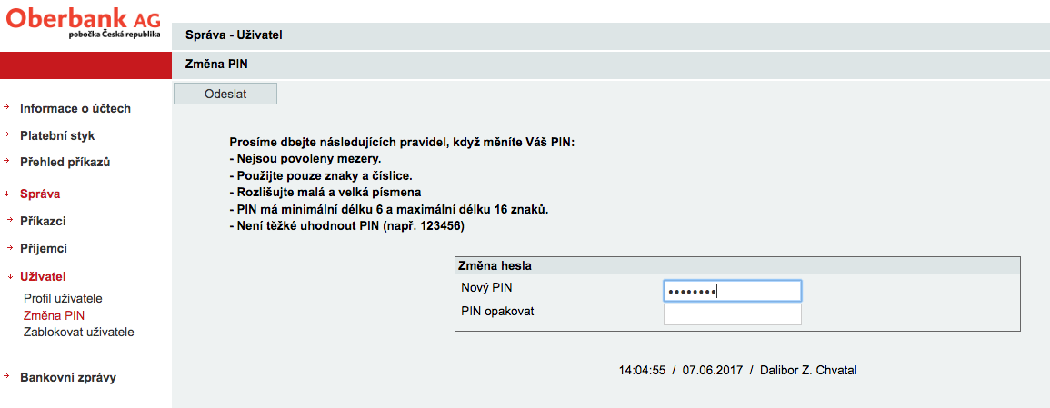 Internetové bankovnictví Oberbank