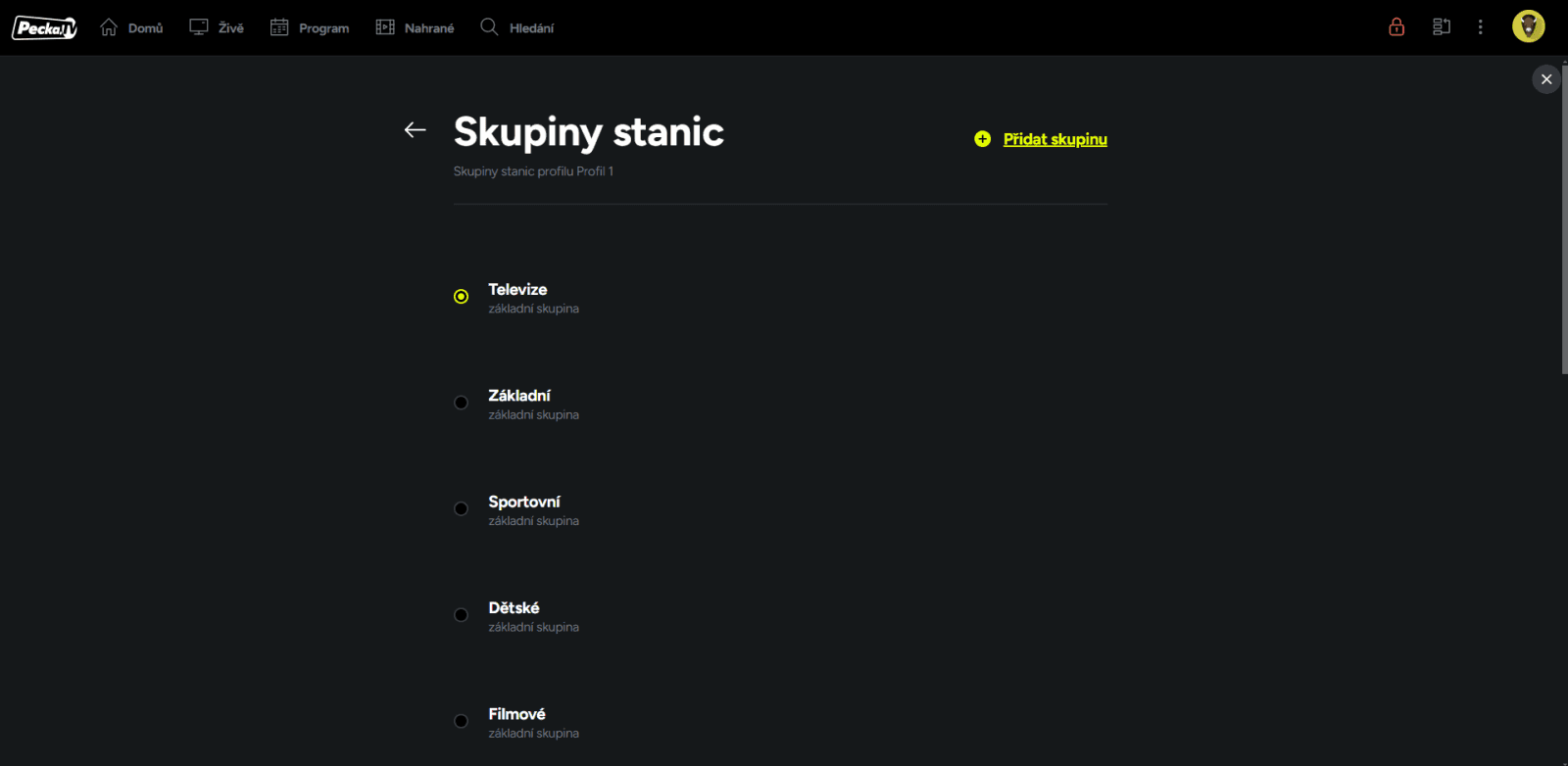 Nastavení jazykových preferencí ve službě Pecka.TV