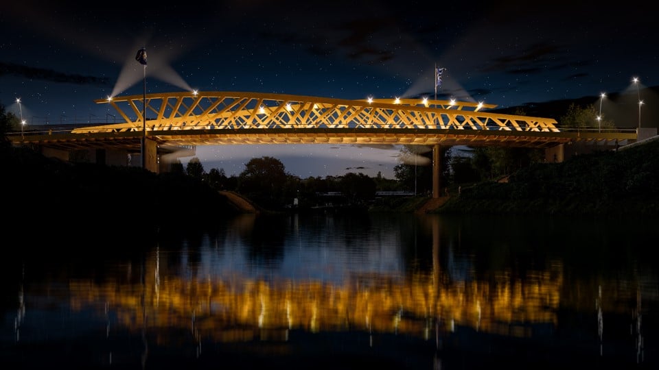 Vizualizace nového mostu Na Karolině