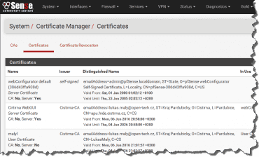 pfSense: Certificates