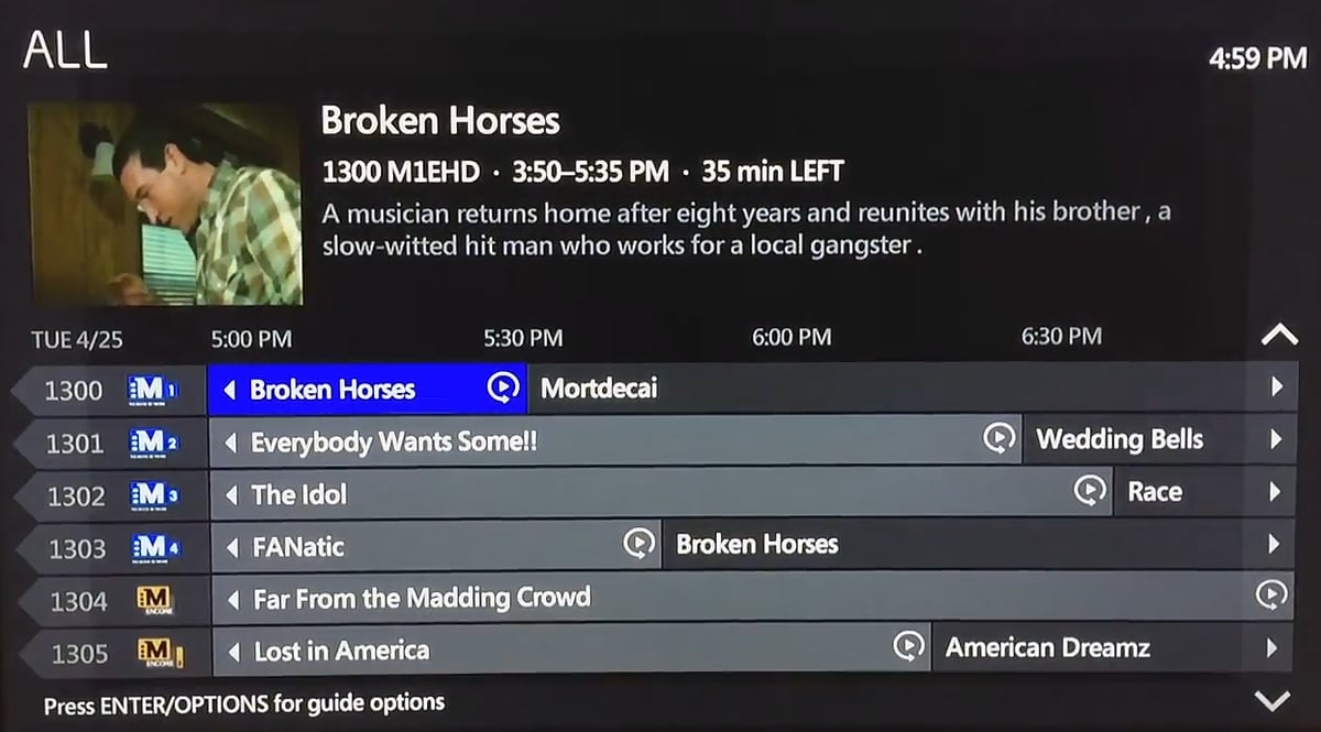 EPG služby Bell Fibe