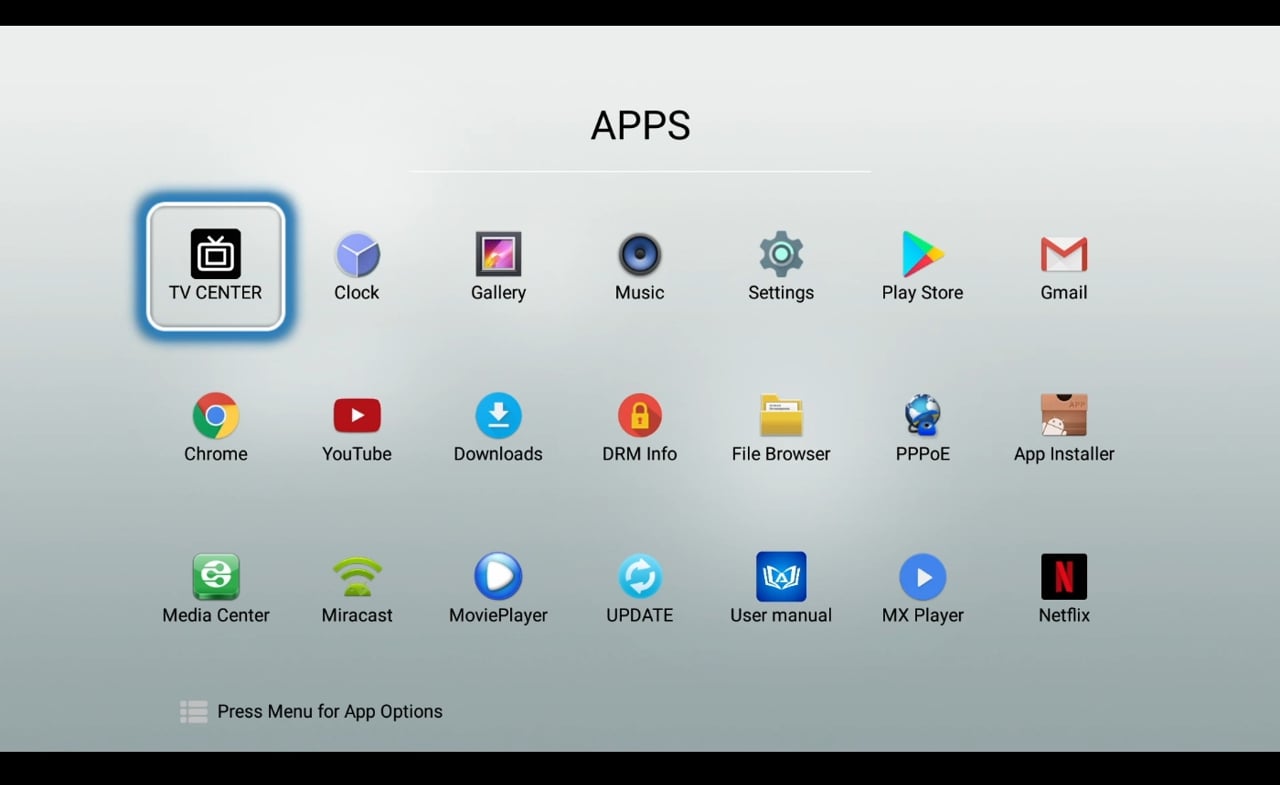 Mecool uživatelské prostředí a menu aplikací