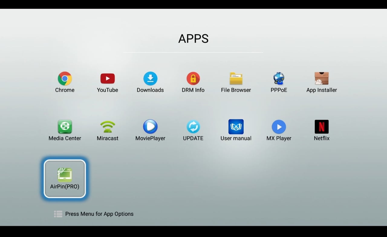 Mecool uživatelské prostředí a menu aplikací