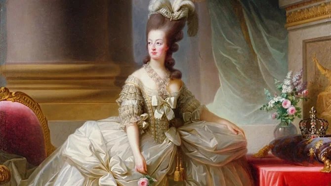 Královna Marie Antoinetta na obraze od Élisabeth Vigée-Lebrun. Francouzská královna Marie Antoinetta (1755–1793) byla dcerou naší urostlé panovnice Marie Terezie. Sklony k obezitě však po matce nezdědila, anebo si s nimi uměla hravě poradit.