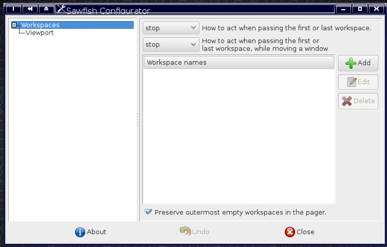 Nastavení správce oken Sawfish