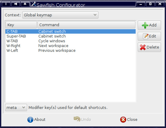 Nastavení správce oken Sawfish