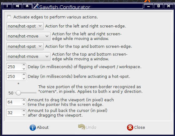 Nastavení správce oken Sawfish