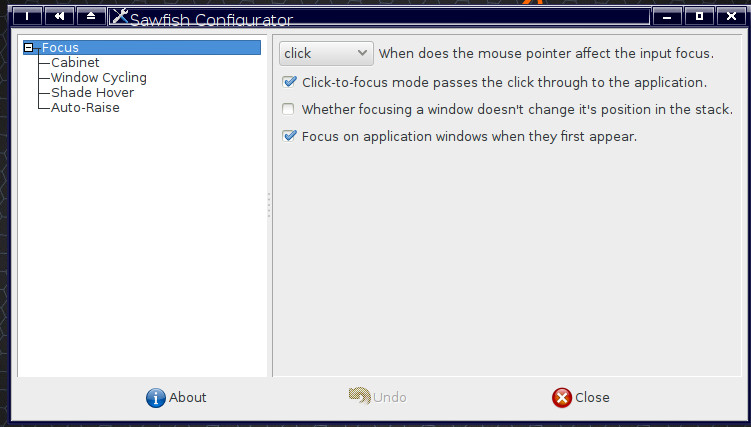 Nastavení správce oken Sawfish