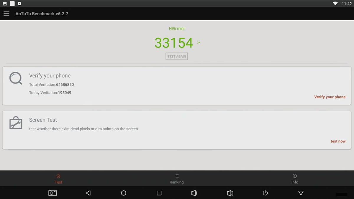 Alfawise H96 Mini - AnTuTu benchmark a CPU-Z