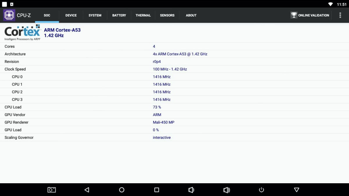 Alfawise H96 Mini - AnTuTu benchmark a CPU-Z