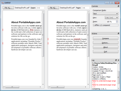 DiffPDF najde rozdíly v PDF dokumentech