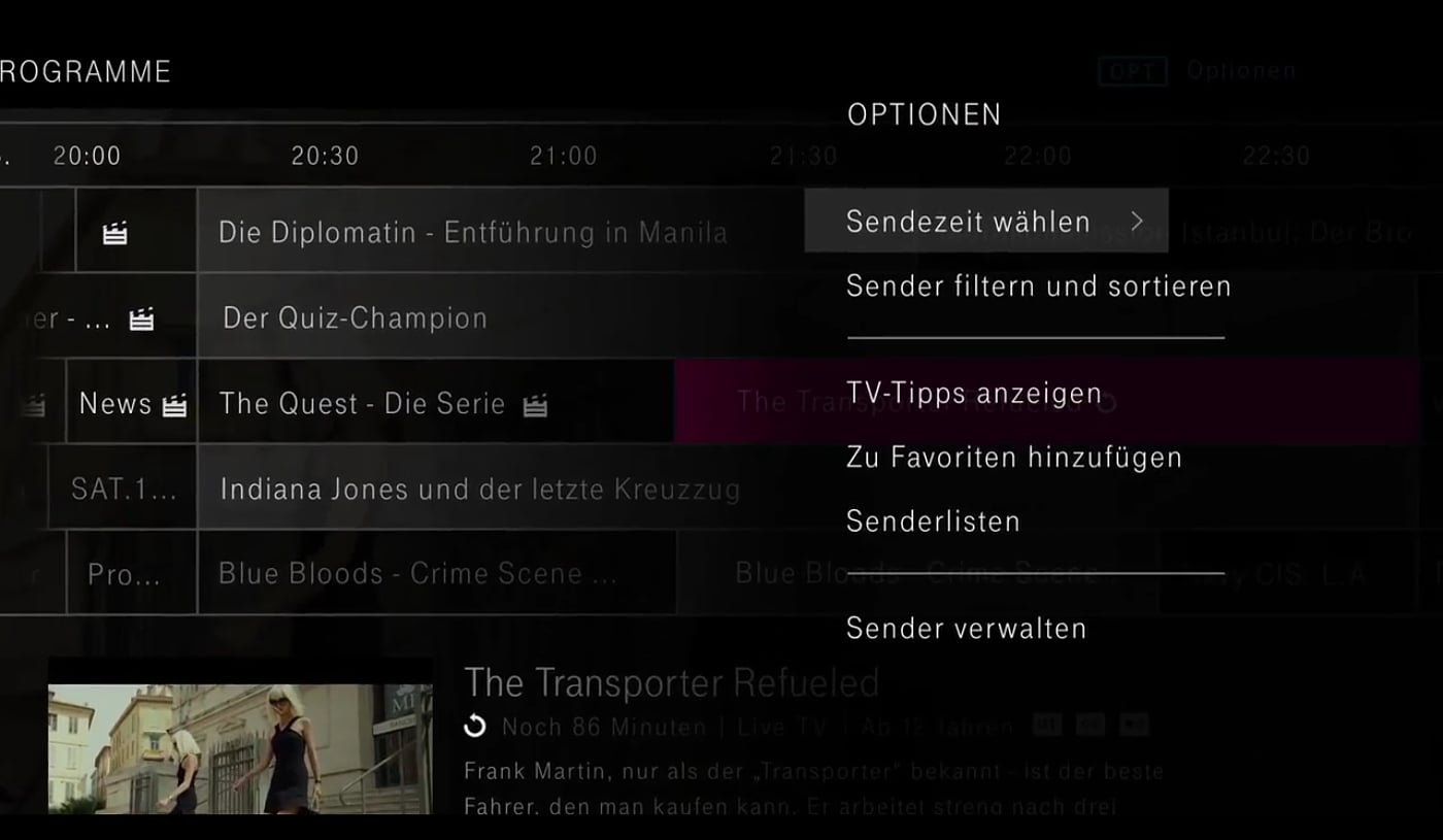 EntertainTV - Programový průvodce (EPG) a mini-průvodce