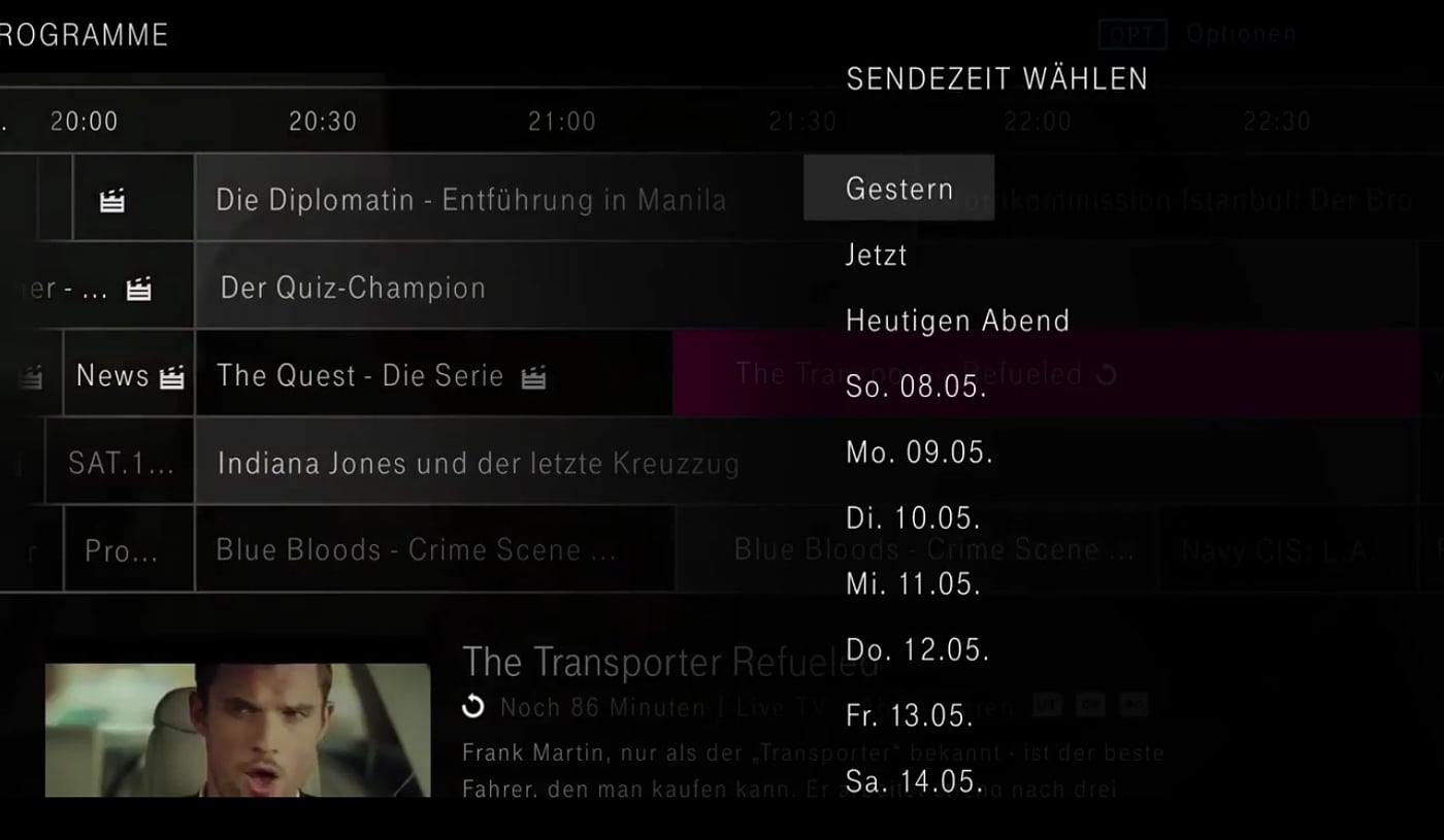 EntertainTV - Programový průvodce (EPG) a mini-průvodce