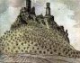 Hrad Hazmburk na kresbě Karla Hynka Máchy (okolo roku 1833), pohled zhruba od Klapého
