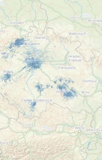Regionální síť 11 - orientační pokrytí