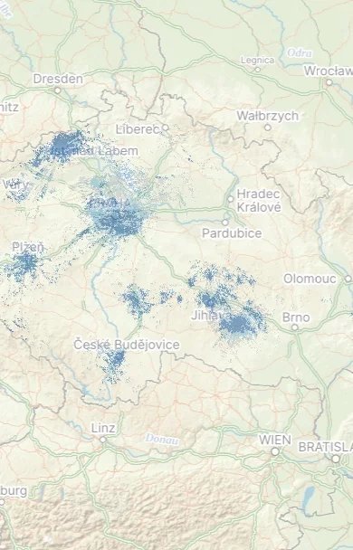Regionální síť 11 - orientační pokrytí