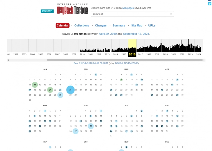 WayBack Machine je internetový archiv shromažďující data z více než miliardy stránek