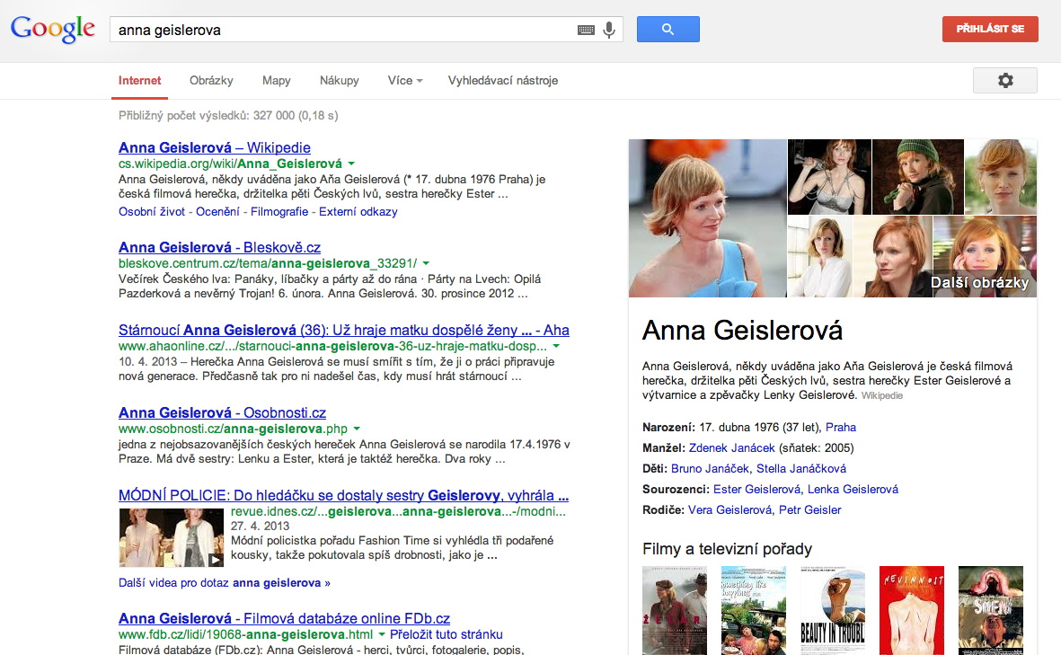 Jak vypadá Google Diagram znalostí (Knowledge Graph) v češtině?