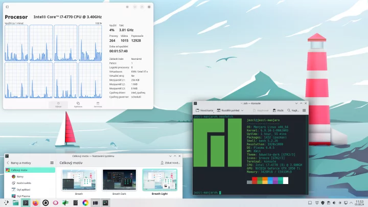 Manjaro na 11 let starém stroji Intel Haswell