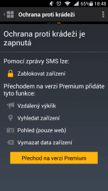 Možnosti ochrany proti krádeži jsou v bezplatné verzi výrazně omezené