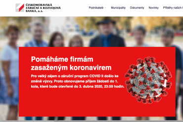 Českomoravská záruční a rozvojová banka informuje o obnovení příjmu žádostí do programu COVID II. (2.4.2020)