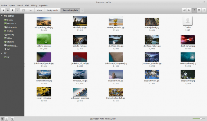 Složka s tapetami v Linuxu