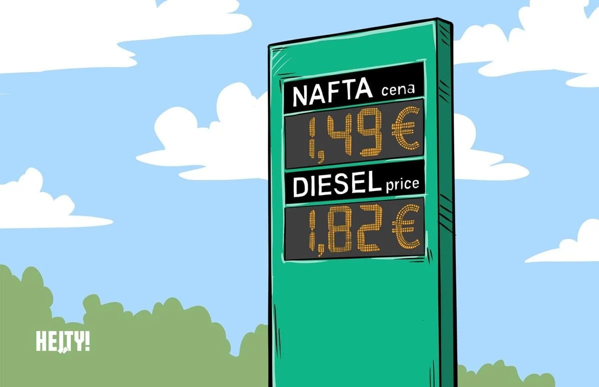 Karikatura o dvojích cenách PHM